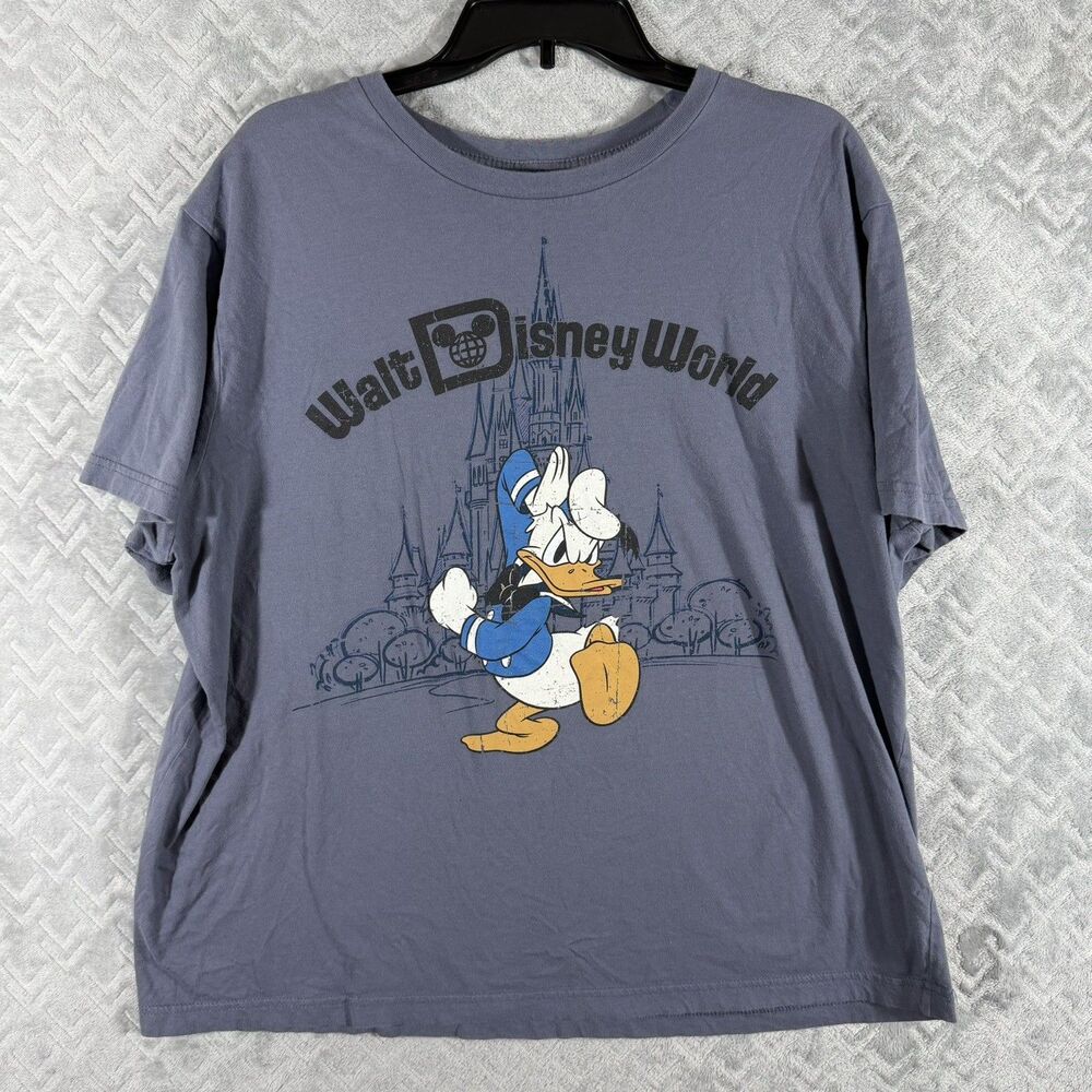 Disney Walt Disney World Men's Size XL Blue Gray 100% Cotton TShirt Donald Duck